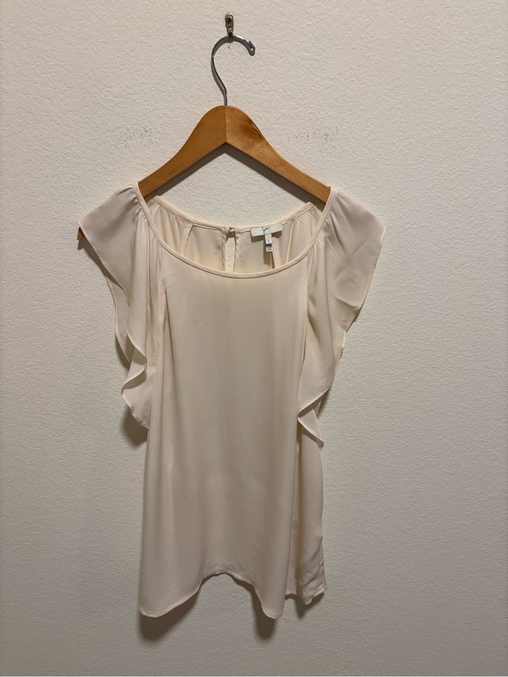 Joie Silk Women's Cream Ruffle Sleeve Blouse